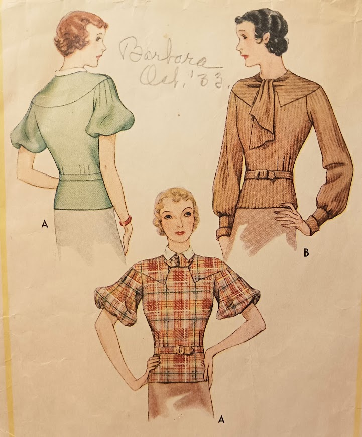1930s Style Balloon Sleeve Blouse Custom Made in Your SIze From a Vintage Pattern 1933