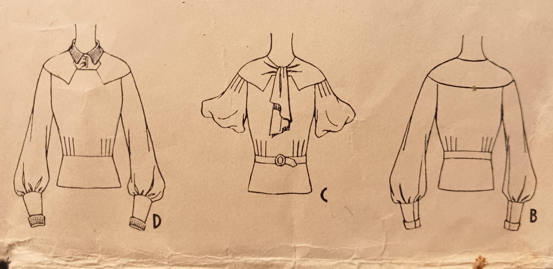 1930s Style Balloon Sleeve Blouse Custom Made in Your SIze From a Vintage Pattern 1933