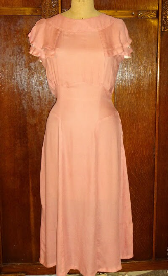 1930s Style Ruffle Caplet Collar Summer Dress with Fitted Midfiff Custom Made in Your Size From a Vintage Pattern 1935