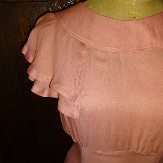 1930s Style Ruffle Caplet Collar Summer Dress with Fitted Midfiff Custom Made in Your Size From a Vintage Pattern 1935