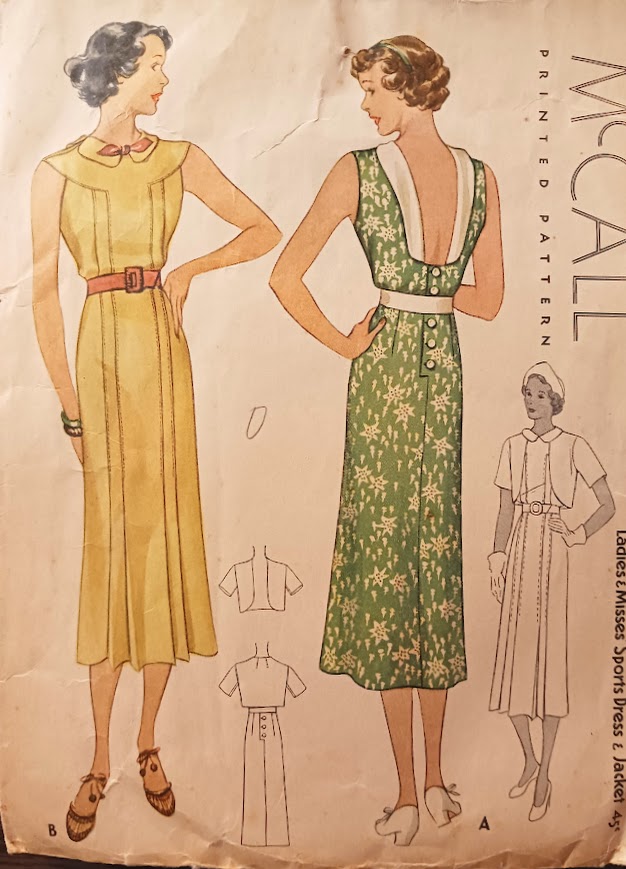1930s Style Sleeveless Summer Dress with Low Back and Pleated Slim Skirt Custom Made in Your Size From a Vintage Pattern 1936