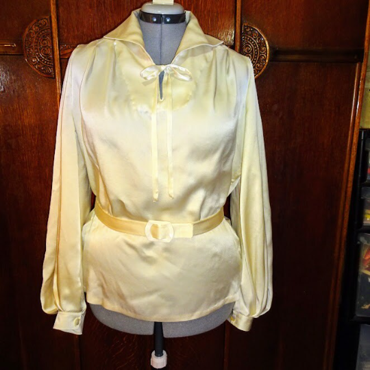 1930s Style Super Full Bishop Sleeve Blouse with Bow Collar Custom Made in Your Size From a Vintage Pattern 1936