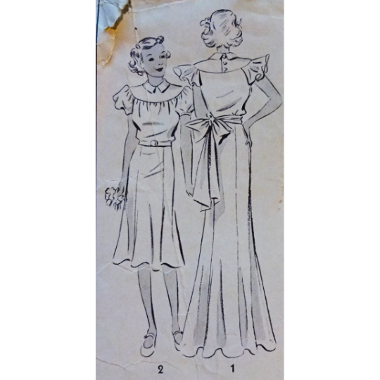 1930s Style Flutter Sleeve Debutante Formal Long Fishtail Skirt  Dress Custom Made in Your Size From a Vintage Pattern 1935