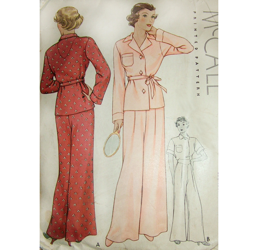 1930s Style Pajamas Lounge Blouse and Pants Custom Made in Your Size From a Vintage Pattern 1935