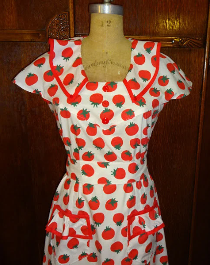 1930s Style Sweet Little Basic House Dress With Ruffled Cape Collar Custom Made in Your Size From a Vintage Pattern 1935