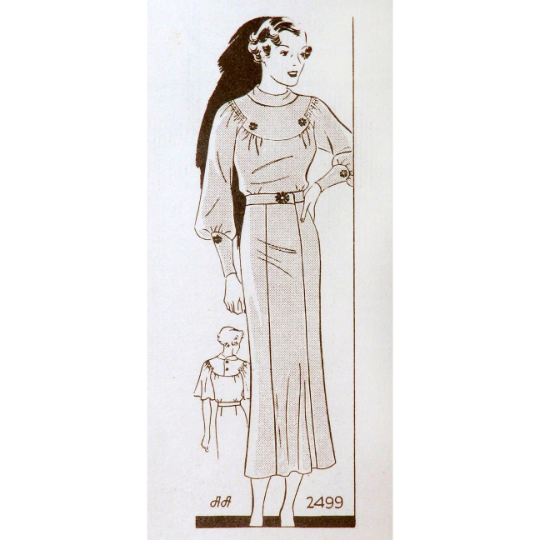1930s Style Mock Neck Bishop Raglan Sleeve Slim Skirt Dress Custom Made in Your Size From a Vintage Pattern 1935