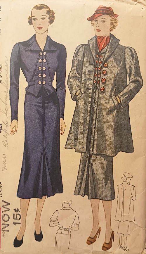 1930s 3pc Tailored Blouse, Skirt or Swaggar Coat Custom Made in Your Size From a Vintage Pattern 1936