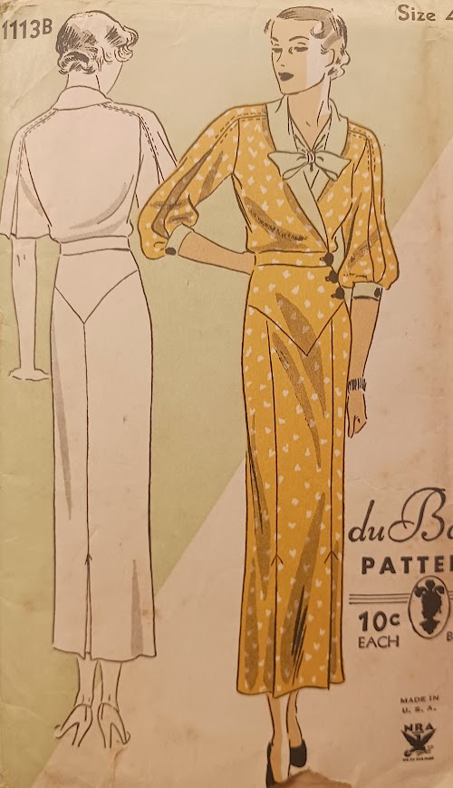 1930s Style Surplice Drop Waist Dress with Pleated Sleeves and Slim Skirt Custom Made in Your Size From a Vintage Pattern 1935