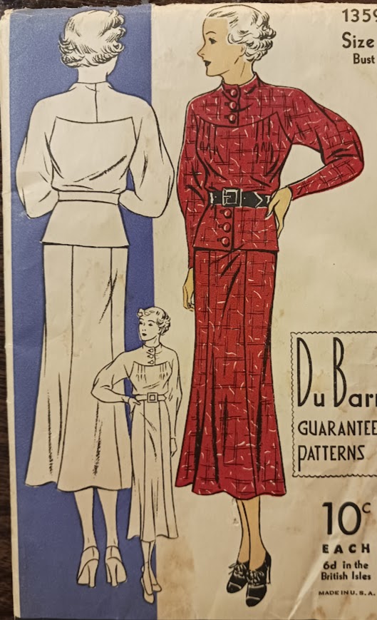 1930s Style Kimono Sleeve Peplum Dress Custom Made in Your Size From a Vintage Pattern 1936