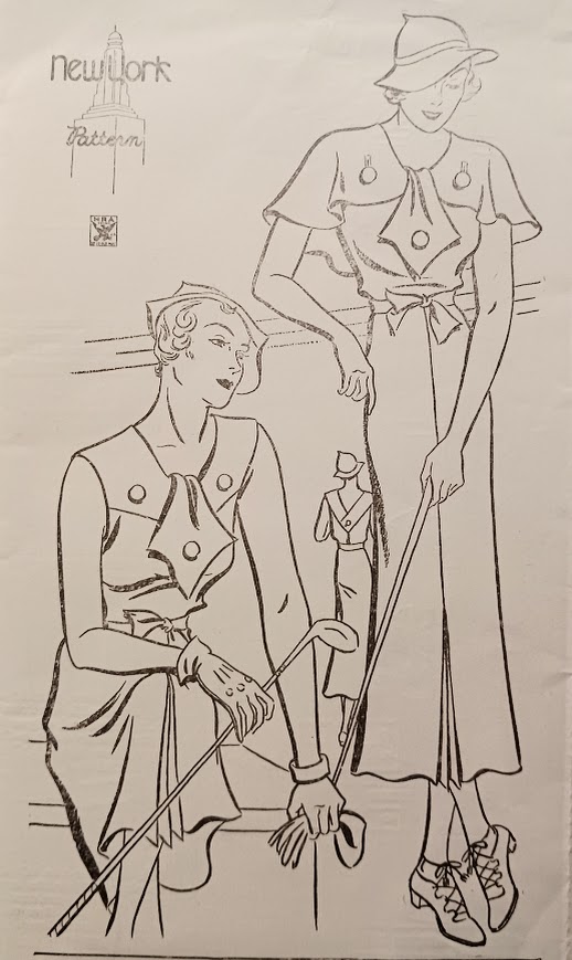 1930s Style Cape Collar Dress with Jabot and Slim Skirt Custom Made in Your Size From a Vintage Pattern 1934