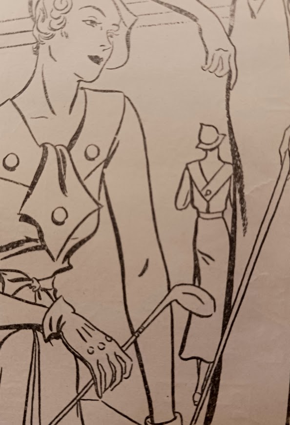 1930s Style Cape Collar Dress with Jabot and Slim Skirt Custom Made in Your Size From a Vintage Pattern 1934