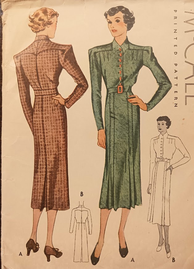 1930s Style Basic Button up Day Dress with Raglan Sleeves Custom Made in Your Size From a Vintage Pattern 1936
