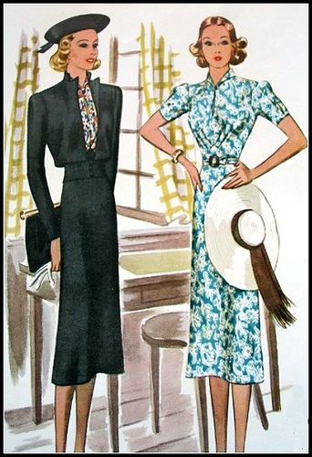 1930s Keyhole Neck Dress with Pointed Waist Skirt and Optional Jacket Custom Made in Your Size From Vintage Pattern 1938