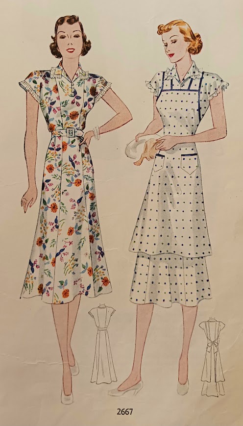 1930s Style Casual Short Sleeve House Dress with Optional Apron Custom Made In Your Size From a Vintage Pattern 1938