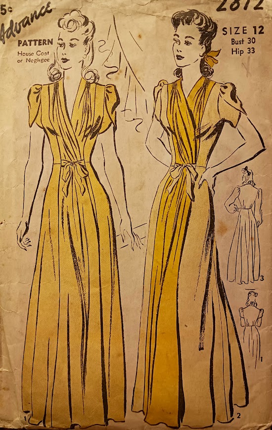 1940s Style Wrap Around Petal Sleeve Maxi House Coat or Hostess Gown Custom Made in Your Size From a Vintage Pattern 1941