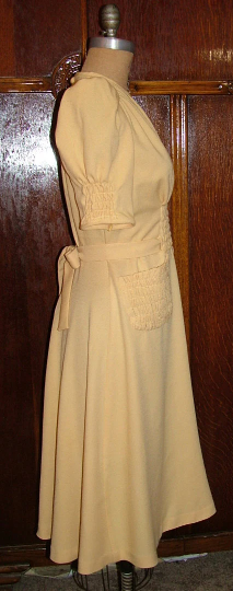 1940s Style Gathered Bust Shirred Dress With Puff Sleeves Pockets Full Skirt Custom Made in Your Size From a Vintage Pattern 1940