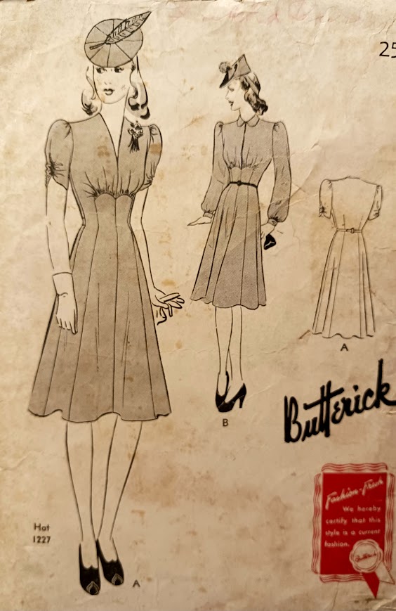 1940s Style V Neck or Zip Front Gathered Bust Swing Dress Custom Made in Your Size From a Vintage Pattern 1941