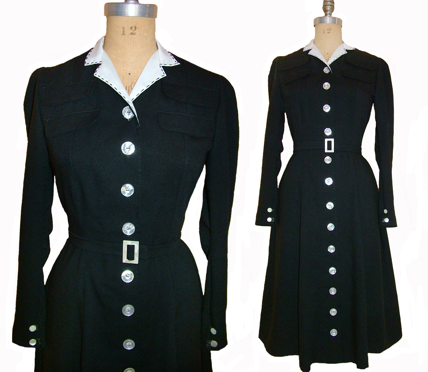 1930s Style Basic Day Dress Button up or Zipper with Patch Pockets Custom Made in Your Size From a Vintage Pattern 1938