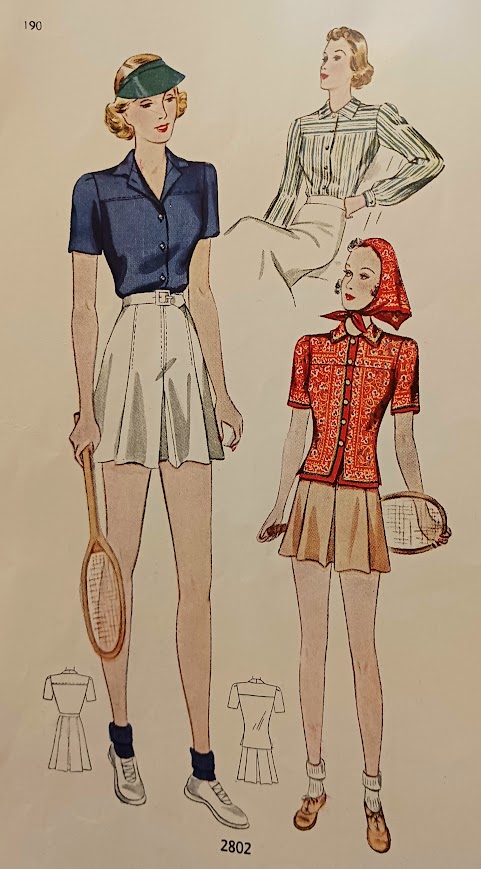 1930s Style 2pc Set Tennis Sports Blouse and Shorts Made from Vintage Pattern Custom Made in Your Size 1938