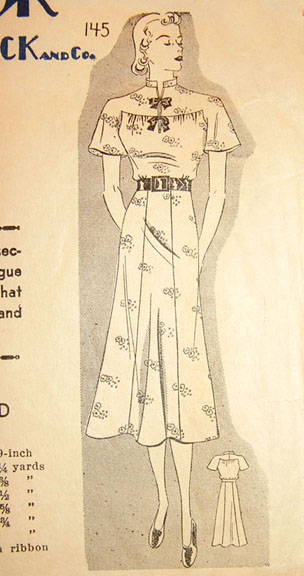 1930s Style Mandarin Collar Raglan Sleeve Dress Custom Made in Your Size from a Vintage Pattern 1936