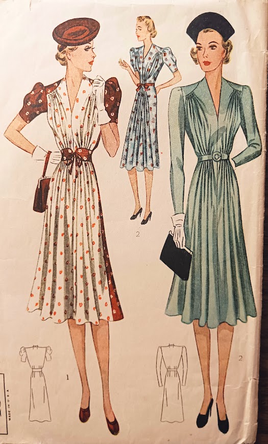 1930s Style Deep V Neck Gathered Bust Maternity Dress with Full Skirt Custom Made in Your Size From a Vintage Pattern 1939