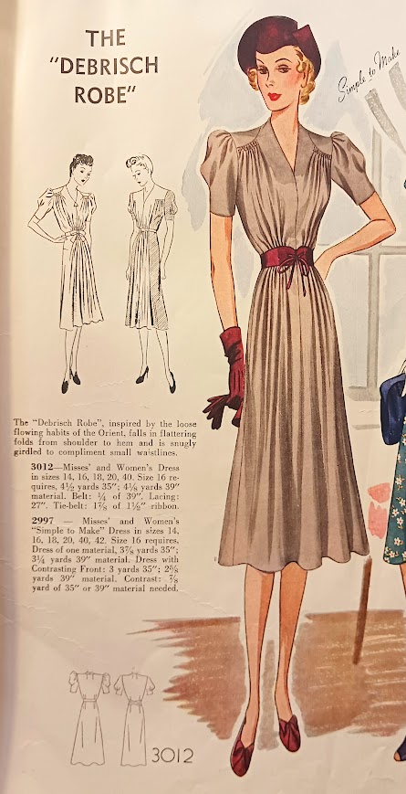 1930s Style Deep V Neck Gathered Bust Maternity Dress with Full Skirt Custom Made in Your Size From a Vintage Pattern 1939