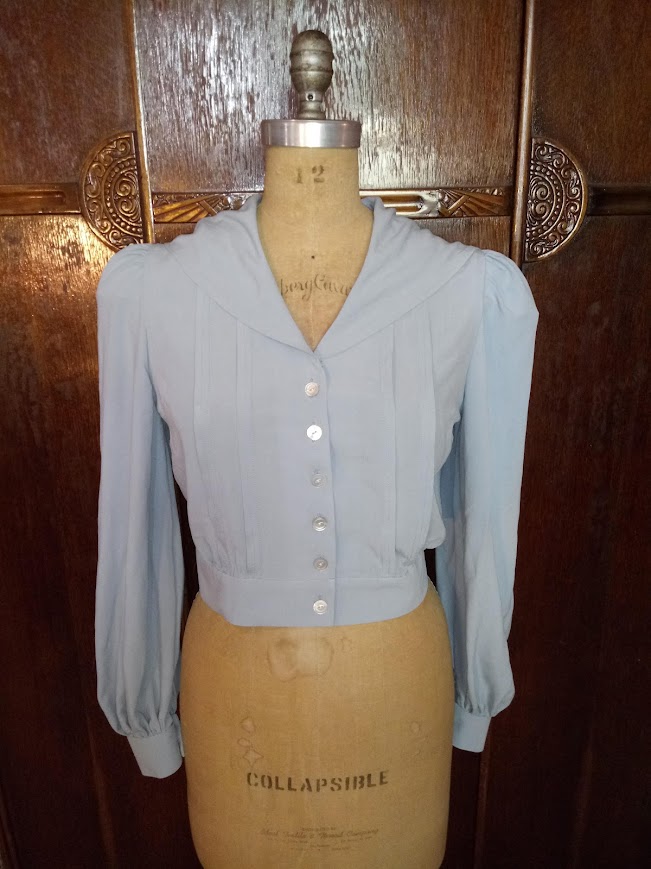 1940s Style Pin Tucked Blouse With Pointed Hood or Sailor Collar Custom Made in Your Size From a Vintage Pattern 1941