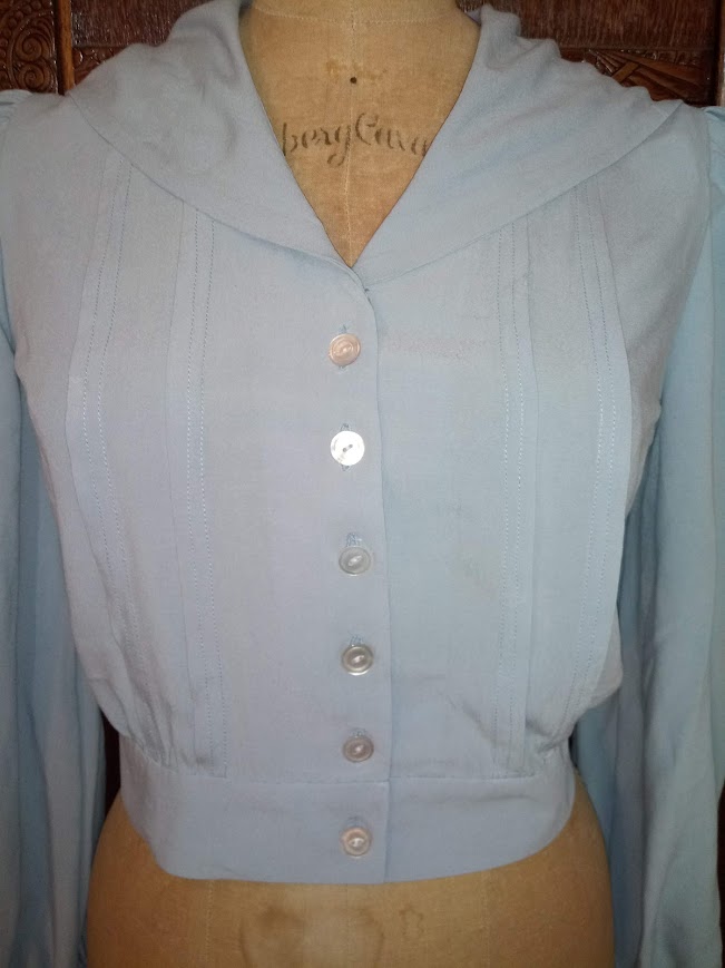 1940s Style Pin Tucked Blouse With Pointed Hood or Sailor Collar Custom Made in Your Size From a Vintage Pattern 1941