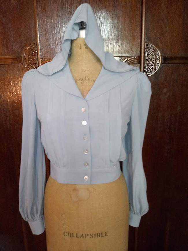 1940s Style Pin Tucked Blouse With Pointed Hood or Sailor Collar Custom Made in Your Size From a Vintage Pattern 1941