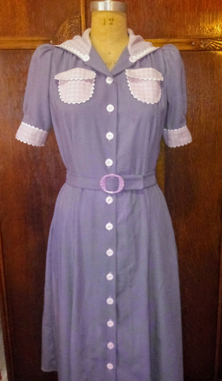 1930s Style Basic Button Up Day Dress with optional HOOD Custom Made in Your Size From a Vintage Pattern 1939