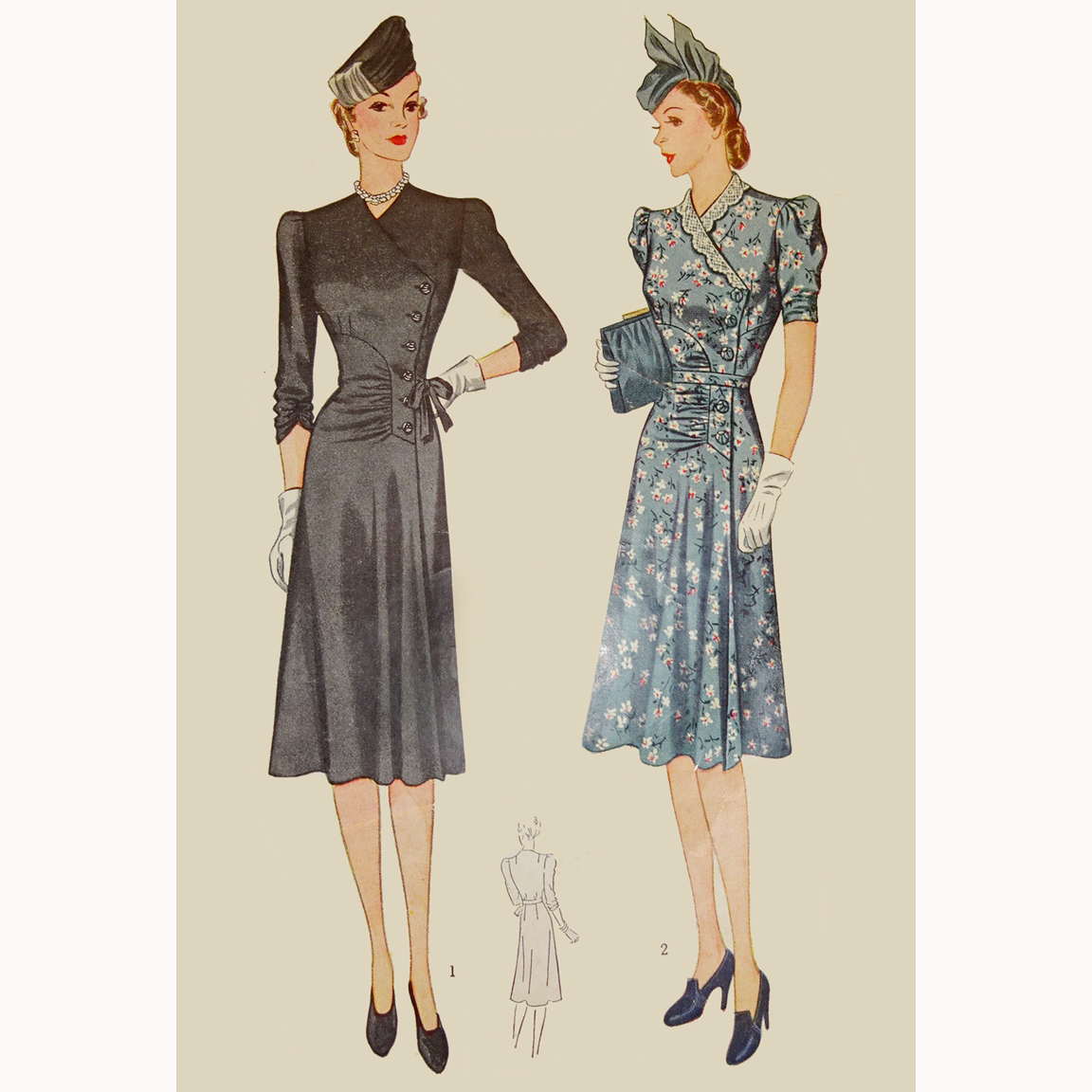 1930s Style Surplice Asymmetrical Gathered Wrap Dress Custom Made in Your Size From a Vintage Pattern 1938