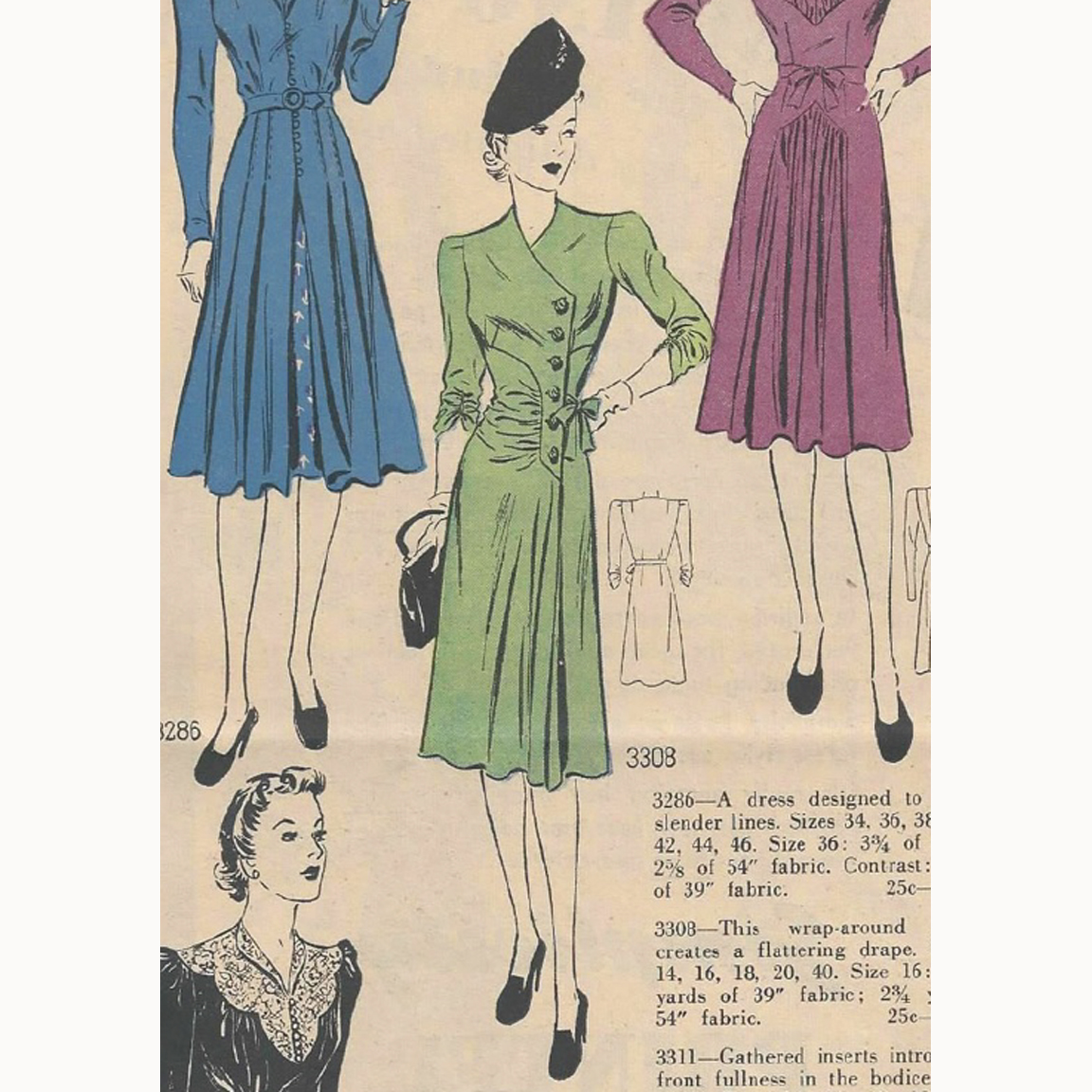 1930s Style Surplice Asymmetrical Gathered Wrap Dress Custom Made in Your Size From a Vintage Pattern 1938