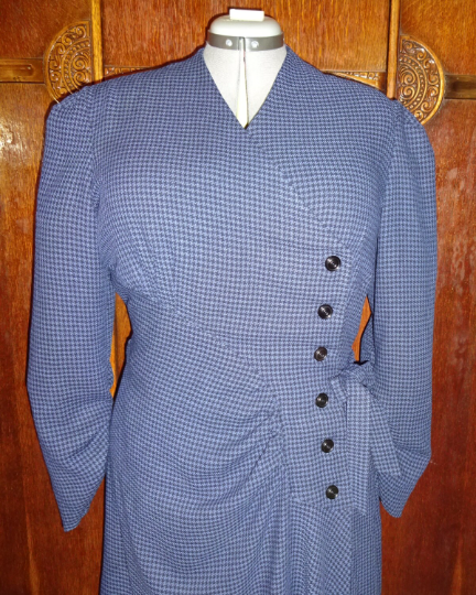 1930s Style Surplice Asymmetrical Gathered Wrap Dress Custom Made in Your Size From a Vintage Pattern 1938