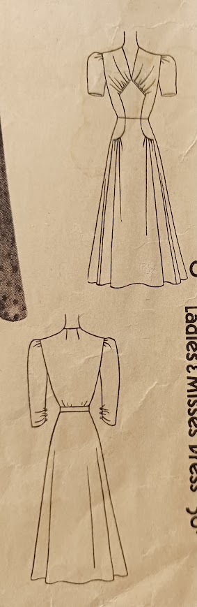 1930s Style Gathered Bust V Neck Dress with Gathered Skirt Custom Made in Your Size From Vintage Pattern 1939