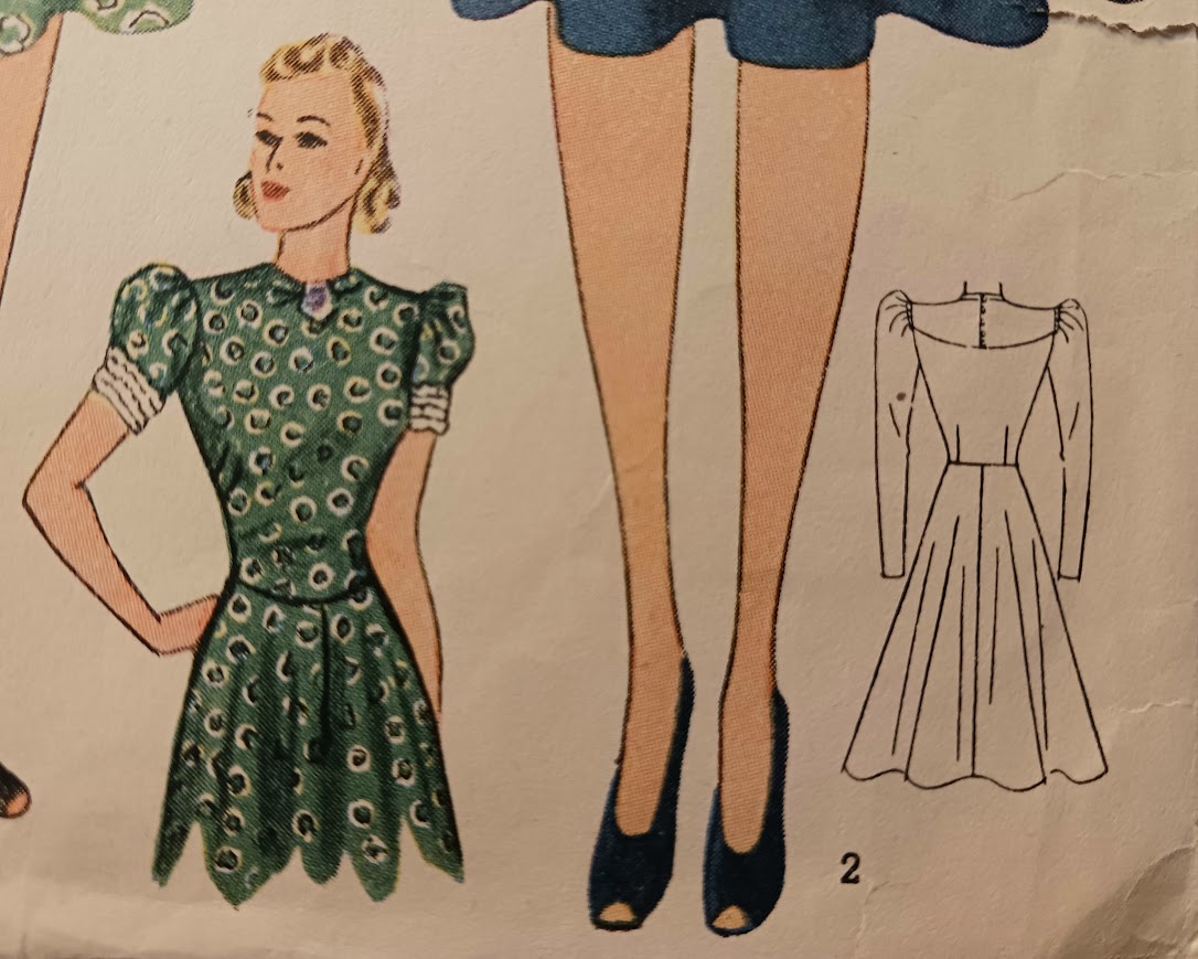 1930s Style Bow Neck Dress with Puffed Sleeves Custom Made in Your Size From a Vintage Pattern 1939