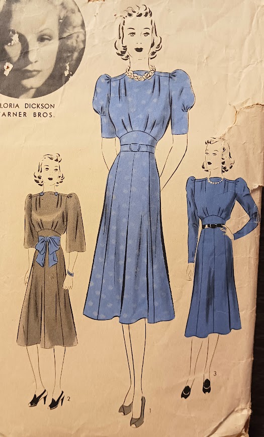 1930s Style Raised Boat Neck Puff Sleeve Dress Custom Made in Your Size From a Vintage Pattern 1939