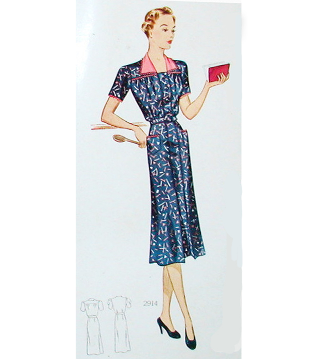 1930s Style Gathered Bodice Box Pleated Slim Skirt Day Dress Custom Made in Your Size From a Vintage Pattern 1938
