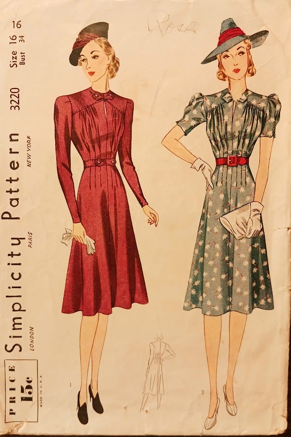 1930s Gathered Bust Keyhole Neck Dress with Loop Through Collar Custom Made in Your Size From a Vintage Pattern 1940