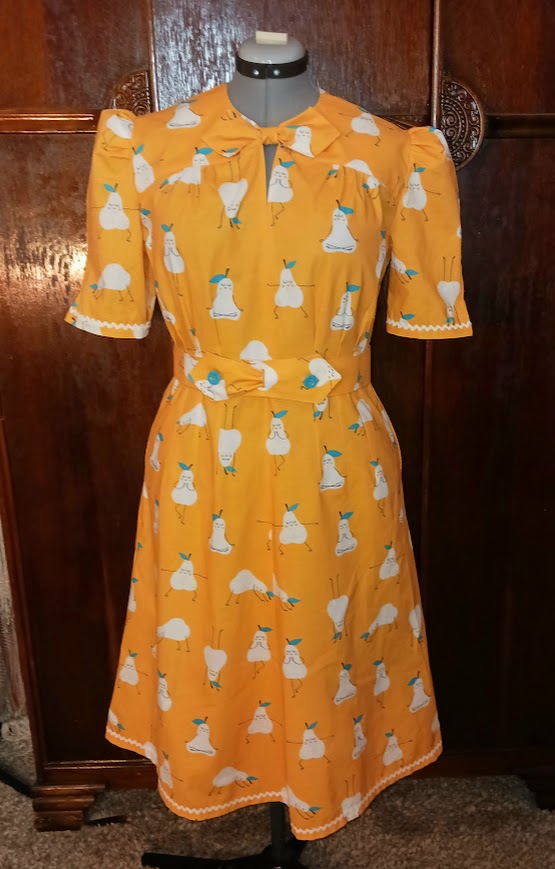 1930s Gathered Bust Keyhole Neck Dress with Loop Through Collar Custom Made in Your Size From a Vintage Pattern 1940