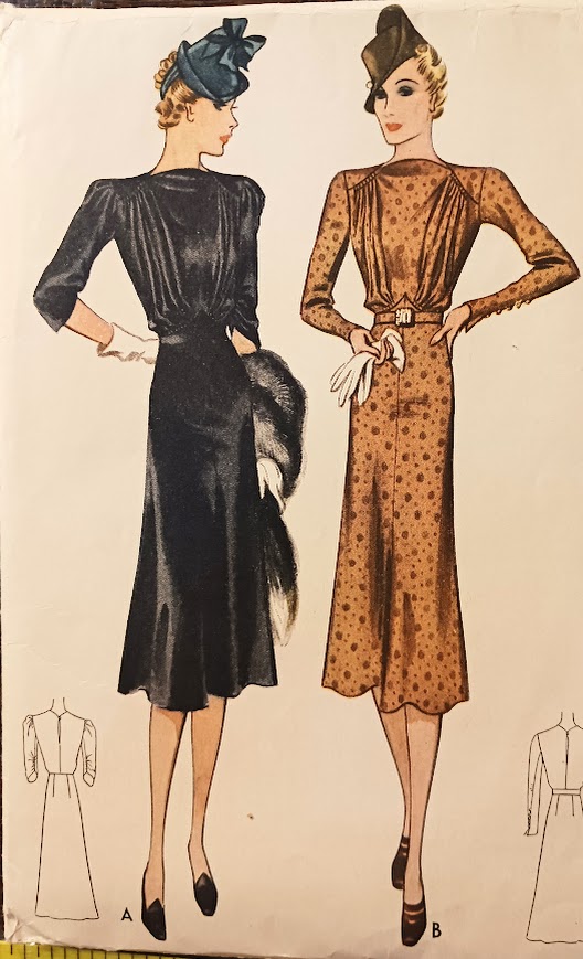 1930s Style Raised Cowl Neck Dress with Gathered Bust Custom Made in Your Size From a Vintage Pattern 1938