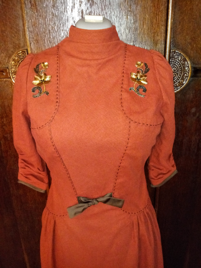 1930s Style Cowl Neck Dress with Shoulder Yoke Detail Custom Made in Your Size From a Vintage Pattern 1938