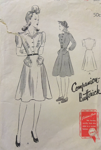 1930s Style Gathered Bust Pouch Pocket Swing Dress Custom Made in Your Size From a Vintage Pattern 1940