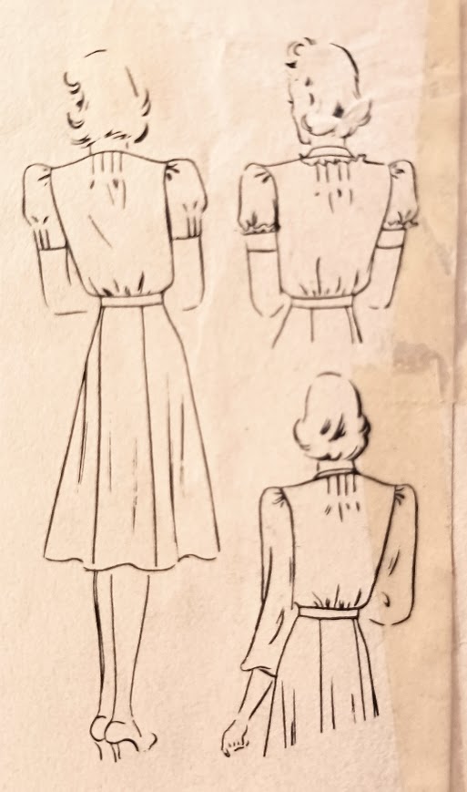 1930s Style V Neck Wide Collar Seven Gore Skirt Dress Custom Made in Your Size From a Vintage Pattern 1940