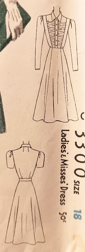 1930s Style Ruched Front Dress with Pointed Collar and Full Skirt Custom Made in Your Size From a Vintage Pattern 1939