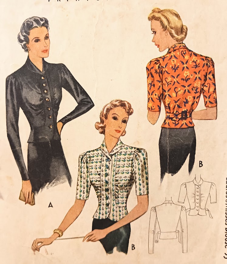 1930s Style Fitted Gathered Bust Button Up Blouse Custom Made in Your Size From a Vintage Pattern 1938