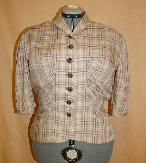 1930s Style Fitted Gathered Bust Button Up Blouse Custom Made in Your Size From a Vintage Pattern 1938