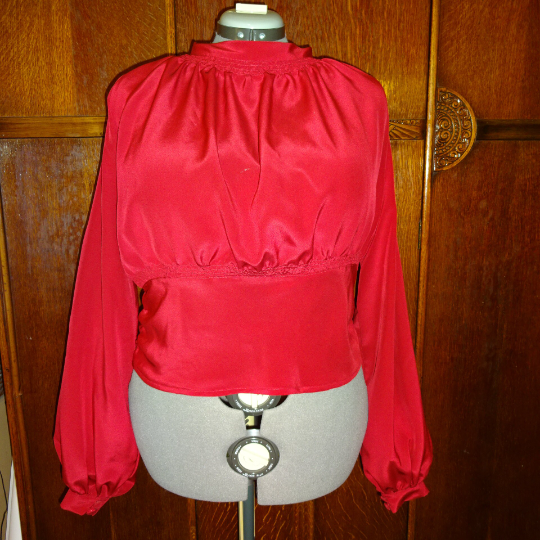 1930s Style Rolled Neck Raglan Sleeve with Cummerbund Midriff Blouse Custom Made in Your Size From a Vintage Pattern 1938