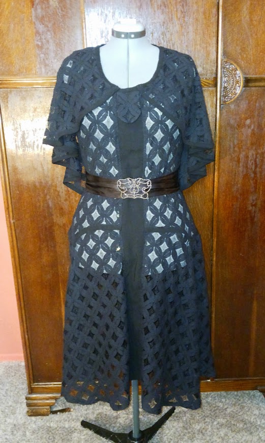 1930s Style Cape Collar Dress with Long Pointed Fluttery Skirt Custom Made in Your Size From a Vintage Pattern 1930