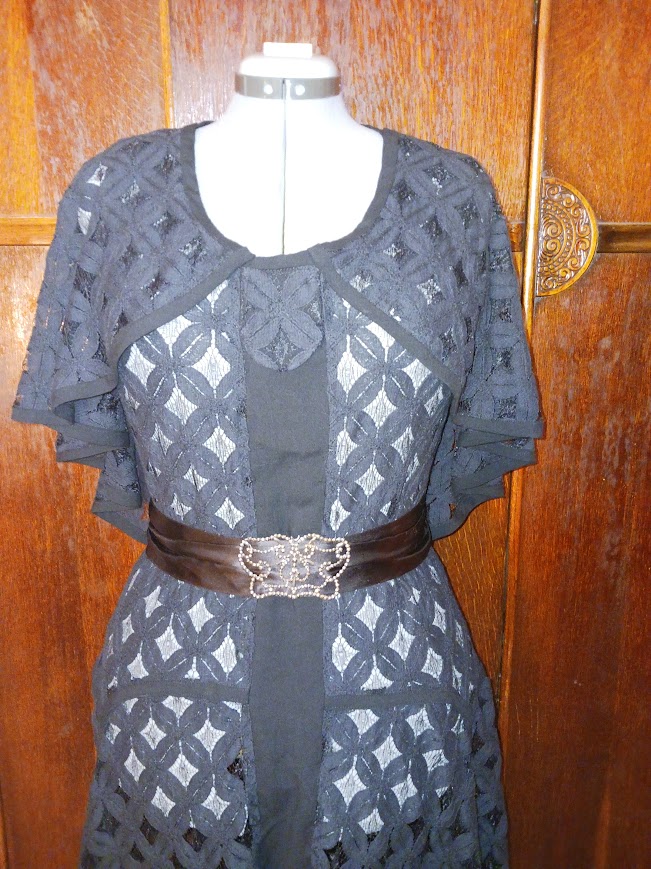 1930s Style Cape Collar Dress with Long Pointed Fluttery Skirt Custom Made in Your Size From a Vintage Pattern 1930