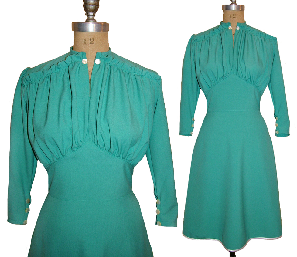 1930s Style Gathered Bust Dress with Gathered Back Skirt Custom Made in Your Size From a Vintage Pattern 1939